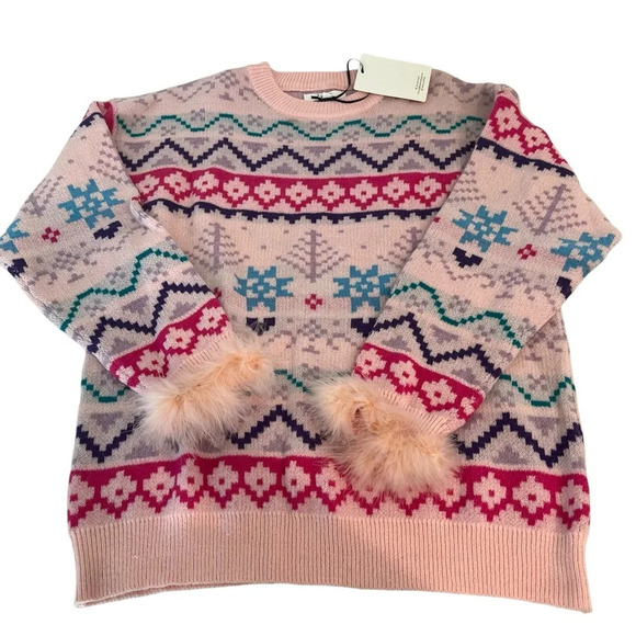 Klesis Winter Wonderland Snow Princess Sweater w/Feather Puff Cuffs Size M/L NWT - Picture 1 of 8